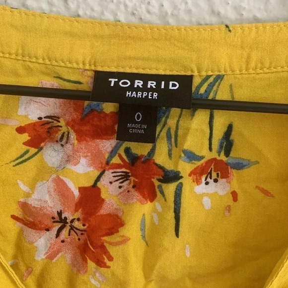 Torrid Harper Challis Button-Front 3/4 Sleeve Blouse Size 0X - Picture 5 of 6